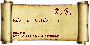Kárpi Valéria névjegykártya